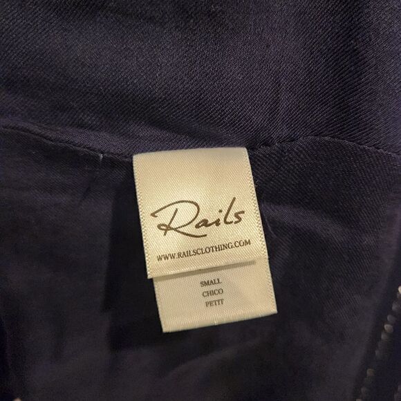 Rails Lydia Panama Stripe Long Sleeve Navy Metallic Mini Dress Size Small - Picture 6 of 8